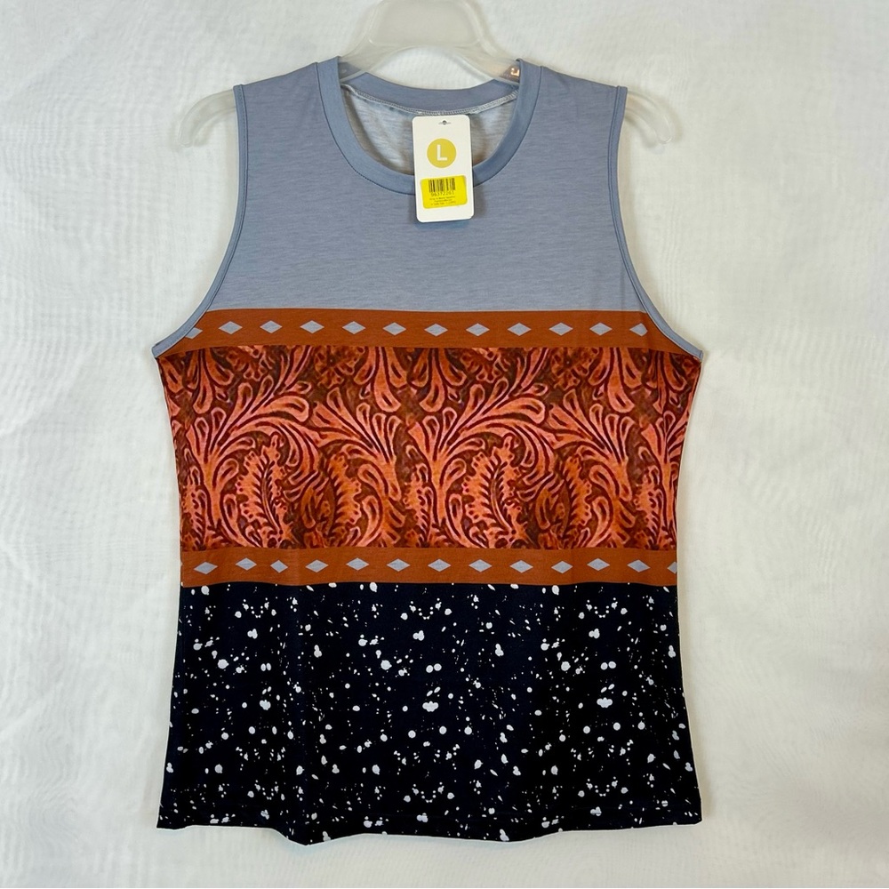 Women’s Sleeveless Colorblock Pattern Lnit Tank Style Top / Large